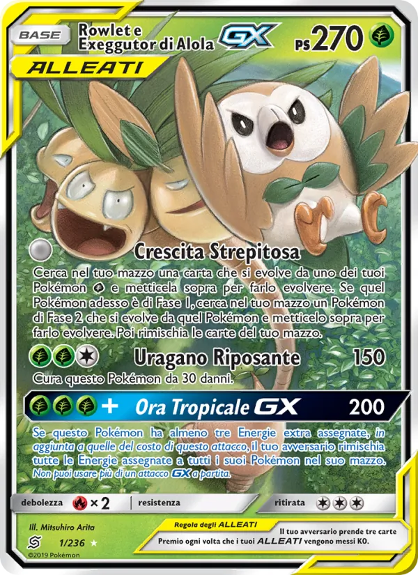 Rowlet e Exeggutor di Alola GX