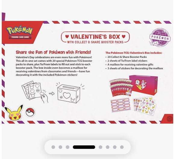 Pannello informativo ufficiale della Pokémon TCG Valentine's Box